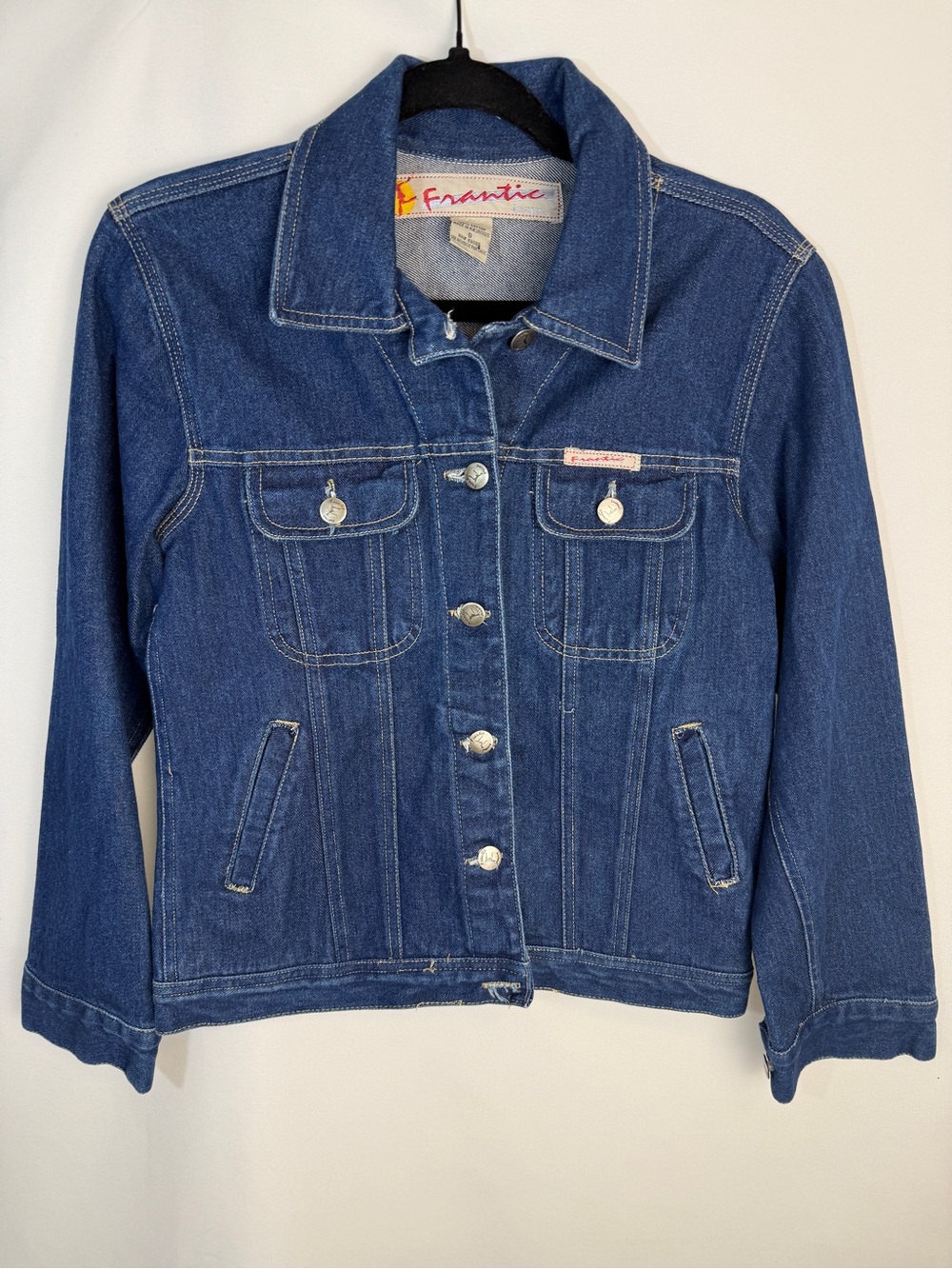 Vintage Frantic Denim Jacket Cropped 90s Y2K
